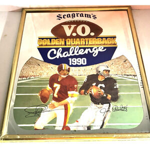 Vintage 1990 Seagram’s V.O. Golden Quarterback Challenge Bar Sign 17" x 21"